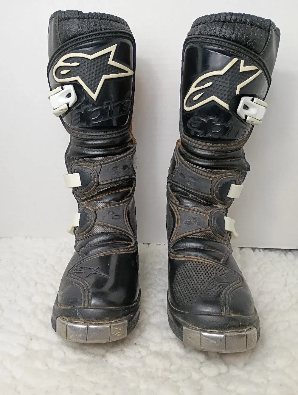 Alpinestars Tech 6S Youth MX Motocross Boots Black White US 2 Metal Toe.